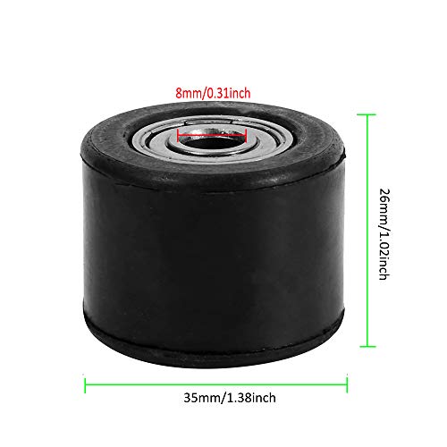 8mm Black Chain Roller Pulley Slider Tensioner Wheel Guide Fit for Pit Dirt Mini Bike ATV Motorcycle Baja Mini Yamaha Honda Coleman, 2 Pack