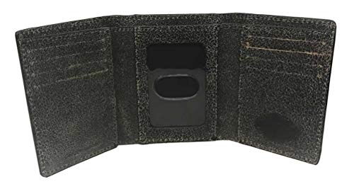 Harley-Davidson Men's Burnished Tri-Fold Skull Wallet Leather BM2647L-TanBlk