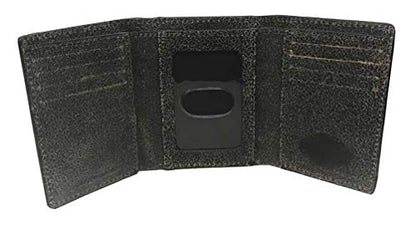 Harley-Davidson Men's Burnished Tri-Fold Skull Wallet Leather BM2647L-TanBlk