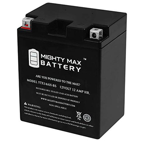 YTX14AH-BS - 12 Volt 12 AH, 210 CCA, Rechargeable Maintenance Free SLA AGM Motorcycle Battery