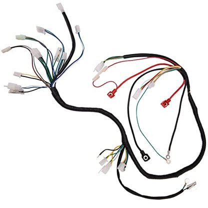 Complete Wiring Harness kit for ATV Quad 4 Four Wheelers GY6 50CC 70CC 110CC 125CC Go Kart Dirt Pit Bikes With Electrics Stator Coil CDI Wiring Harness Solenoid Relay Spark Plug by KAKO