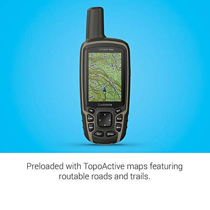 Garmin GPSMAP 64sx, Handheld GPS with Altimeter and Compass, Preloaded With TopoActive Maps, Black/Tan