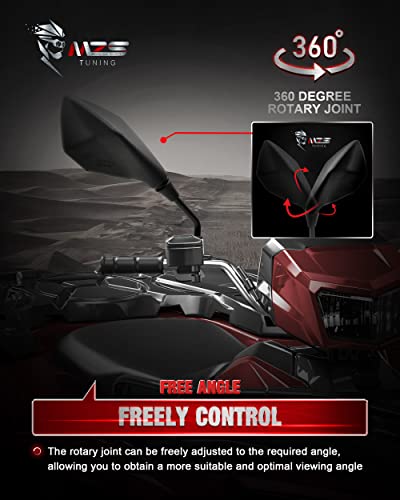 MZS ATV Mirrors | Universal Rear View 7/8 Handlebar Mount Side Compatible with Motorcycle Dirt Bike Quad Street Bike Adventure Snowmobile Jet ski Scooter Coolster Moped GY6 ATV's