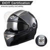 AHR Motorcycle Full Face Helmet Dual Visor Street Bike Lightweight DOT Approved Helmet Snowmobile Touring Sports for Adult RUN-F (Black, Large)