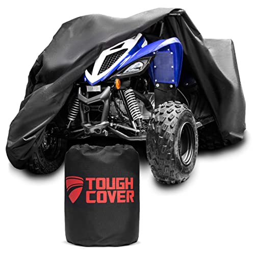 Tough Cover Basic Edition ATV Cover, Heavy Duty 210D Marine Grade Fabric, Quad Cover for Kawasaki, Honda, Polaris, Yamaha, and More. Protection Against Water, Wind, UV. 4 Wheeler Accessories (Black)
