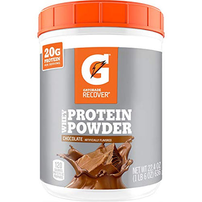 Gatorade Whey Protein Powder, Chocolate, 22.4 Ounce (20 servings per canister, 20 grams of protein per serving)