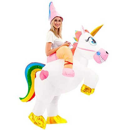 Spooktacular Creations Inflatable Costume Unicorn Riding a Unicorn Air Blow-up Deluxe Halloween Costume Adult Size