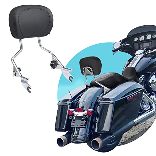Detachable Rear Passenger Sissy Bar Backrest Pad for Harley Road Glide Street Touring Road King Electra Glide 2009-2022 (chrome)