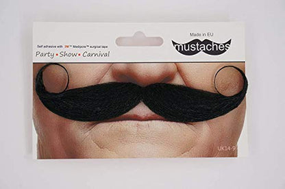 Mustaches Self Adhesive Fake Mustache, Novelty, Maestro False Facial Hair, Costume Accessory for Adults, Black Color