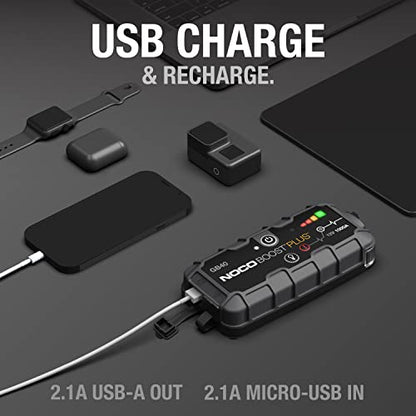 NOCO Boost Plus GB40 1000 Amp 12-Volt UltraSafe Lithium Jump Starter Box, Car Battery Booster Pack, Portable Power Bank Charger, and Jumper Cables for up to 6-Liter Gasoline and 3-Liter Diesel Engines