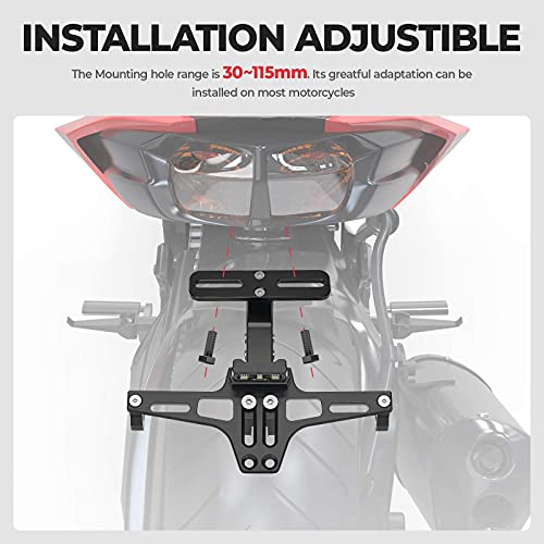 KEMIMOTO Motorcycle License Plate Bracket Fender Eliminator Kit Universal Motorcycle License Plate Holder Mount Motorcycle Tail Tidy