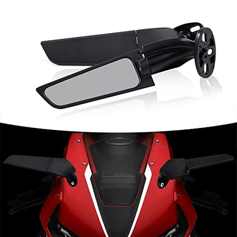 Motorcycle Rearview Mirrors, Adjustable Rotating Side Mirrors Fit for Honda Kawasaki Suzuki Yamaha Motorcycle Wing Mirror - Large