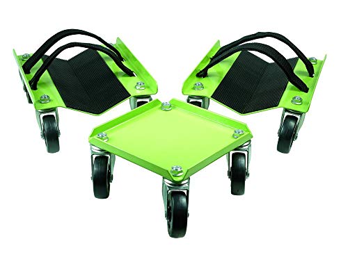 KASTFORCE KF2014 Snowmobile Dolly Heavy Duty V-Slide with 2.5” PVC Swivel Casters and Rubber Pad Protecting Skis and 2 Pairs of Heavy Duty Straps Firmly Attaching on Skis