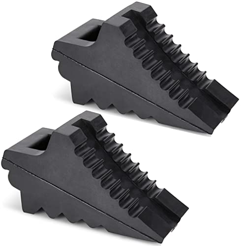 AFA Tooling - Set of 2 Wheel Chocks | Heavy Duty Rubber Wedge for Front and Back Tires | Quick Grip Ribbed Design, Ergonomic Carry Handles | Chock Block for Your Camper, Trailer, RV, Truck, Car or ATV