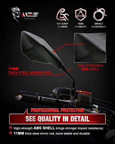 MZS ATV Mirrors | Universal Rear View 7/8 Handlebar Mount Side Compatible with Motorcycle Dirt Bike Quad Street Bike Adventure Snowmobile Jet ski Scooter Coolster Moped GY6 ATV's