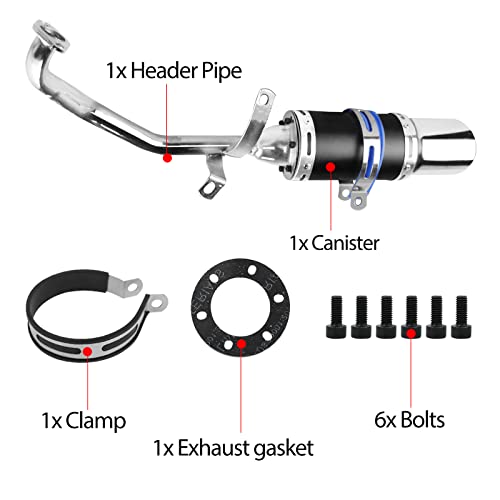 FLYPIG High Performance GY6 150cc Muffler Exhaust Pipe kit Replace for System Shorty GY6 125cc 150cc 152QMI 157QMJ ATV 4 Stroke Chinese Scooter Moped ATV Go Kart (Black)
