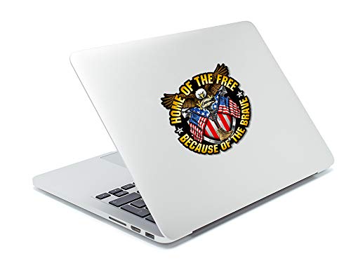Skull Society Home of The Free, Because of The Brave - 7 inch Patriotic All Weather Decal Sticker for Cars, Trucks, Motorcycles & Laptops - Sticks to All Flat Surfaces Including Car Windows (1-Pack)