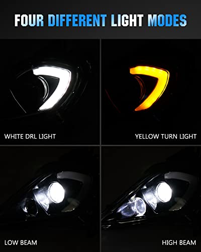 A & UTV PRO LED Headlights Assembly Kit for 2006-2022 Yamaha YFZ 450 YFZ450R YFZ450X Wolverine 450 350, Raptor 250 350 Raptor 700 Accessories,LED Head Lamp High-Low Beam Turn Signal DRL Lights