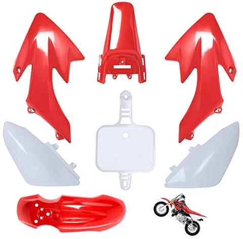 CRF50 Plastic Kit Red White XR50 Plastic Fender Kit ,Crf50 Plastic kit Set,compatible with HONDA XR 50 CRF 50 SDG SSR 107 110 125 Pit Dirt Bike M PS03- by Lucky Seven