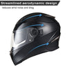AHR Motorcycle Full Face Helmet Dual Visor Street Bike Lightweight DOT Approved Helmet Snowmobile Touring Sports for Adult RUN-F (Black, Large)