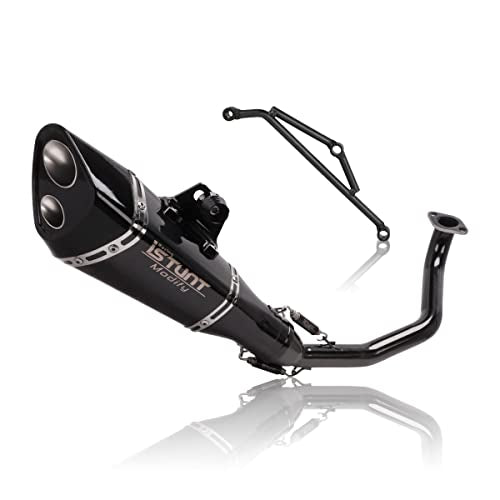 KAJIMOTOR Exhaust Muffler Pipe System for GY6 Engine 125cc 150cc Scooters Moped ATV Full Slip on Exhaust Header Pipe Silencer Black Double Hole