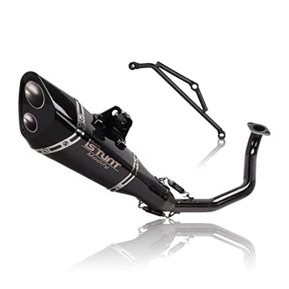 KAJIMOTOR Exhaust Muffler Pipe System for GY6 Engine 125cc 150cc Scooters Moped ATV Full Slip on Exhaust Header Pipe Silencer Black Double Hole