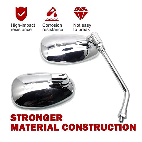 MZS Cruiser Motorcycle Mirrors Chrome, Touring Rear View Side Mirror Adjustable Compatible with Fury Interstate Magna Nighthawk Rebel 250 300 500 CMX Sabre Shadow Stateline Valkyrie VTX1300 VTX1800