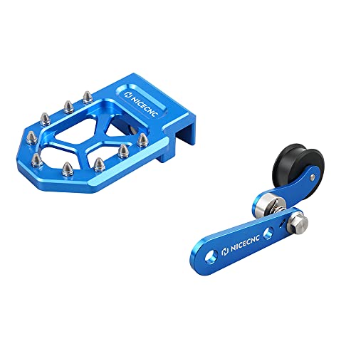 NICECNC Blue Brake Lever Pedal Extender and Chain Roller Tensioner with Spring Compatible with Yamaha YFZ450R 2009-2023