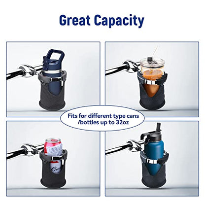 LEXIN LX-C3 Motorcycle Cup Holder with 360°Swivel Ball-Mount, Large Boat Drink Holder with Basket, Metal Handlebar Mount for Bike/ATV/Harley/Kayak/Canoe/Walker, Fits Handlebar 7/8'' to 1 1/4''