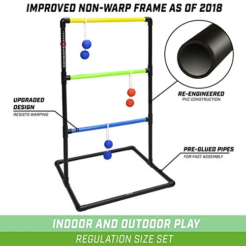 GoSports Indoor/Outdoor Ladder Toss Game Set with 6 Rubber Bolos, Carrying Case and Score Trackers