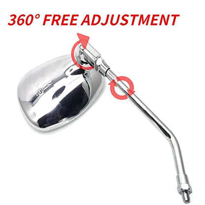 MZS Cruiser Motorcycle Mirrors Chrome, Touring Rear View Side Mirror Adjustable Compatible with Fury Interstate Magna Nighthawk Rebel 250 300 500 CMX Sabre Shadow Stateline Valkyrie VTX1300 VTX1800