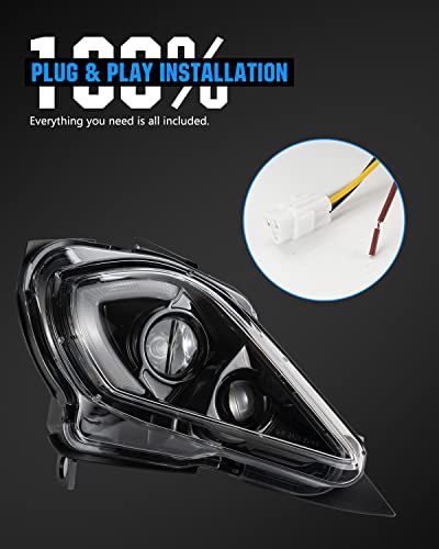 A & UTV PRO LED Headlights Assembly Kit for 2006-2022 Yamaha YFZ 450 YFZ450R YFZ450X Wolverine 450 350, Raptor 250 350 Raptor 700 Accessories,LED Head Lamp High-Low Beam Turn Signal DRL Lights