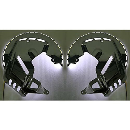 WOWTK Front End Rotor Covers with LED Ring of Fire fits for Honda Gold Wing 2001-2017 GL1800 and 2013-2016 F6B,Chrome