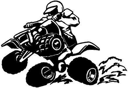 Black Vinyl Decal - ATV 4 Wheeler Ride Wheel Race mud Fun Sticker Truck, Die Cut Decal Bumper Sticker for Windows, Cars, Trucks, Laptops, Etc.