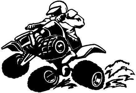 Black Vinyl Decal - ATV 4 Wheeler Ride Wheel Race mud Fun Sticker Truck, Die Cut Decal Bumper Sticker for Windows, Cars, Trucks, Laptops, Etc.