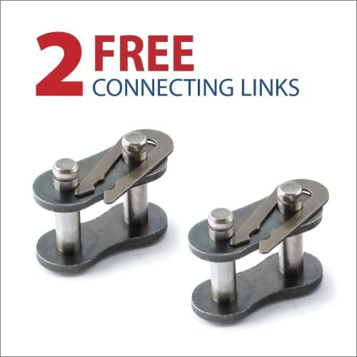 PGN #35 Roller Chain - 10 Feet + 2 Free Connecting Links - Carbon Steel Chains for Bycicles, Mini Bikes, Motorcycles, Go-Karts, Home and Industrial Machinery - 319 Links