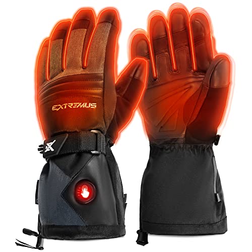 Extremus Buckwell Heated Gloves, Rechargeable Electric Warm Touch Screen fingertips Waterproof Winter Gloves for Men & Women, Heated Ice Fishing, Skiing, Snowboarding, Snowmobile Gloves