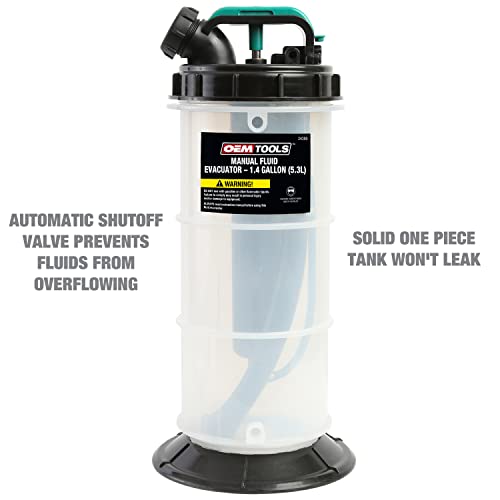 OEMTOOLS 24389 5.6 Quarts (1.4 Gallons) Manual Fluid Extractor, Fluid Extractor Pump, Oil Extractor Vacuum, Auto Oil Extractor
