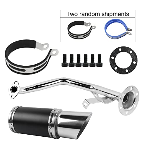 FLYPIG High Performance GY6 150cc Muffler Exhaust Pipe kit Replace for System Shorty GY6 125cc 150cc 152QMI 157QMJ ATV 4 Stroke Chinese Scooter Moped ATV Go Kart (Black)