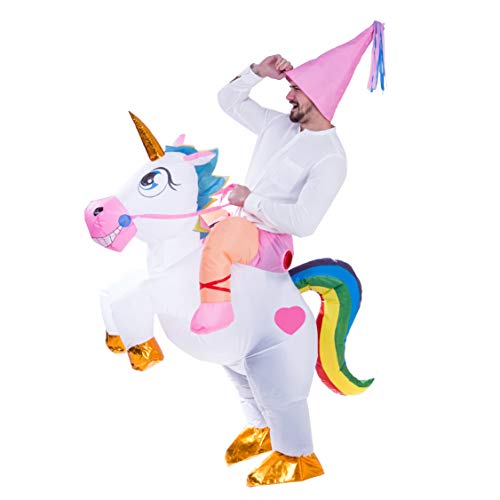 Spooktacular Creations Inflatable Costume Unicorn Riding a Unicorn Air Blow-up Deluxe Halloween Costume - Adult Size