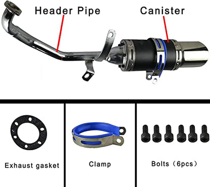 Exhaust System Scooter Carbon Fiber Design Short Performanc for GY6 125cc 150cc 152QMI 157QMJ 4 Stroke Chinese Scooter Moped Go Kart ATV