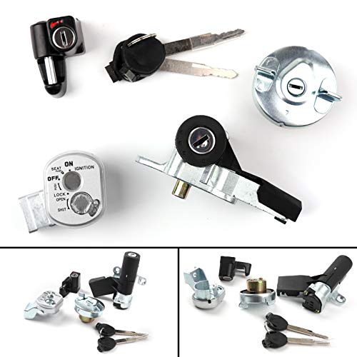 Frezon Ignition Switch Key Lock Fuel Gas Tank Cap Set For Honda NPS50 Ruckus 2003-2005, Ruckus 50 2006-2019, 35014-GEZ-Y21, 35014-GEZ-611
