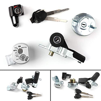 Frezon Ignition Switch Key Lock Fuel Gas Tank Cap Set For Honda NPS50 Ruckus 2003-2005, Ruckus 50 2006-2019, 35014-GEZ-Y21, 35014-GEZ-611