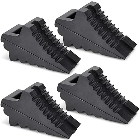 AFA Tooling - Set of 4 Heavy Duty Rubber Wheel Chocks w/Ez-Carry Handles | RV Chock Block for Front and Back Tires | Quick Grip Ribbed Design | Great for Your Camper, Trailer, RV, Truck, Car or ATV