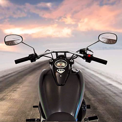 MZS Cruiser Motorcycle Mirrors Chrome, Touring Rear View Side Mirror Adjustable Compatible with Fury Interstate Magna Nighthawk Rebel 250 300 500 CMX Sabre Shadow Stateline Valkyrie VTX1300 VTX1800