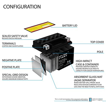 YTX4L-BS - 12 Volt 3 AH, 50 CCA, Rechargeable Maintenance Free SLA AGM Motorcycle Battery