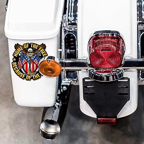 Skull Society Home of The Free, Because of The Brave - 7 inch Patriotic All Weather Decal Sticker for Cars, Trucks, Motorcycles & Laptops - Sticks to All Flat Surfaces Including Car Windows (1-Pack)