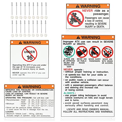 For Yamaha Stickers Warning Decals Labels with Bolts Kit Aluminum Backing Plates ATV Accessories Parts fit for Banshe,YFZ450R efi, Raptor 700, Raptor 660, YFZ450 carb model, Warrior 350, Blaster 200