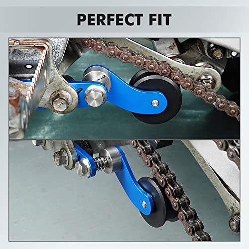 NICECNC Blue Brake Lever Pedal Extender and Chain Roller Tensioner with Spring Compatible with Yamaha YFZ450R 2009-2023