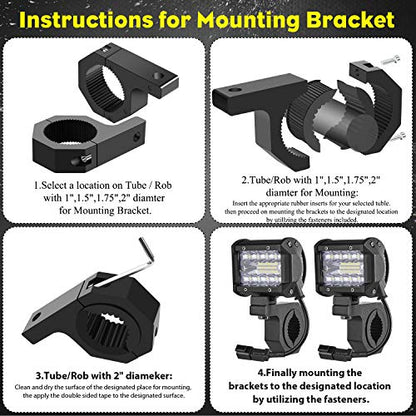 SUZCO 4INCH 60W 3-Row Offroad Led Work Light Bar Driving Wiring Harness Switch KIT/COMBO, Spot/Flood/Combo Lightbar Waterproof 12V 24V with Mounting Bracket Tube Clamp 1"/1.5"/1.75"/2" For 4x4 ATV UTV